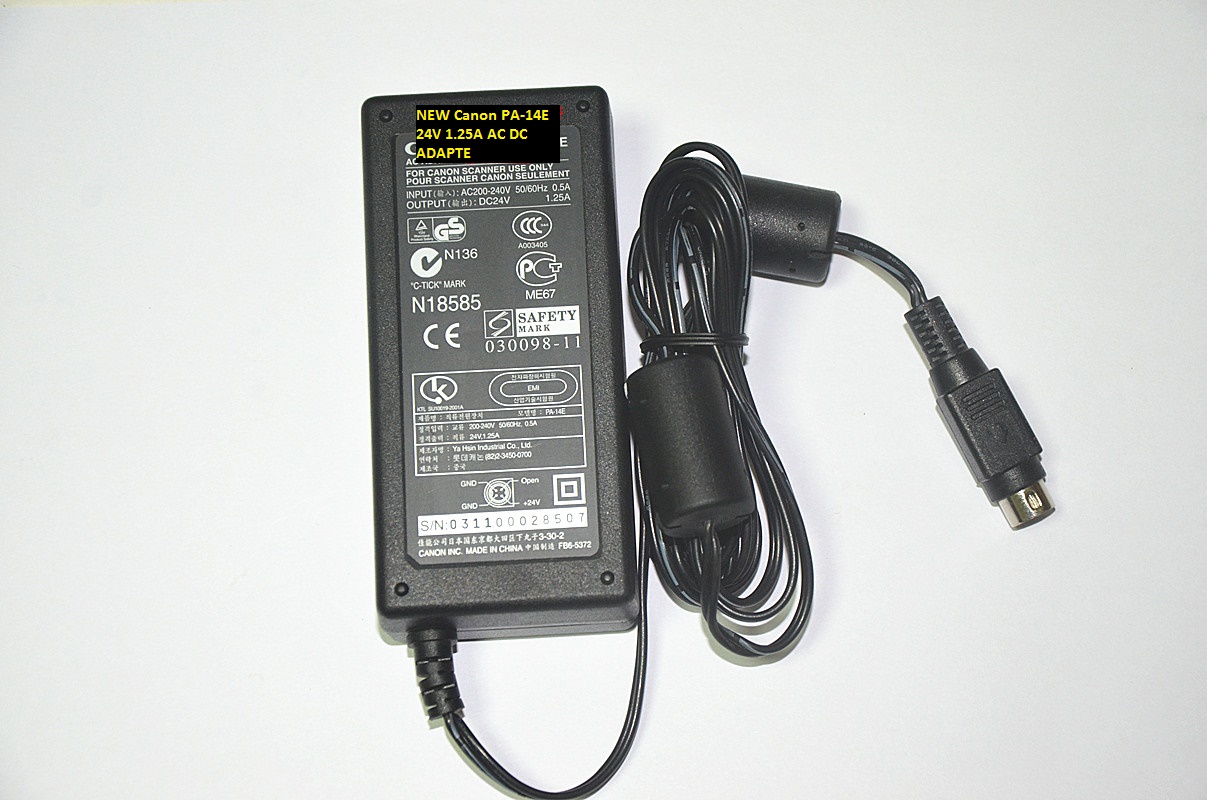 NEW PA-14E Canon 24V 1.25A AC DC ADAPTE Special four needles output interface